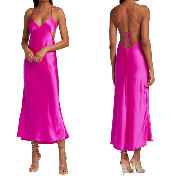 NWT The Sei Silk Bias-Cut Slipdress in Fuchsia Pink